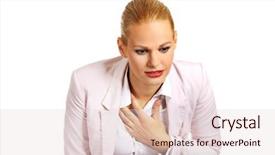  Presentation with heart disease - Amazing slide deck having coronary circulation - young business woman having heart backdrop and a lemonade colored foreground