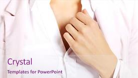  Presentation with heart disease - Colorful slide deck enhanced with coronary circulation - young business woman having heart backdrop and a sky blue colored foreground