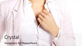  Presentation with heart circulation - Beautiful theme featuring coronary circulation - young business woman having heart backdrop and a lemonade colored foreground