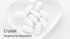  Presentation with pills - Presentation theme having coronary infections - pills on a white hearth background and a white colored foreground