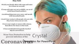  Presentation with novel - Slide set with coronavirus-a-woman-wears background and a light gray colored foreground