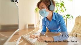  Presentation with social life - PPT theme consisting of coronavirus-and-life-boy-schoolboy background and a coral colored foreground