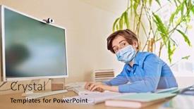  Presentation with social life - Amazing slides having coronavirus-and-life-boy-schoolboy backdrop and a coral colored foreground