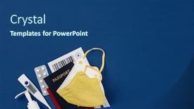  Presentation with coronavirus - Amazing presentation theme having coronavirus-and-travel-concept-passports backdrop and a ocean colored foreground