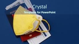  Presentation with medical concept - Beautiful presentation featuring coronavirus-and-travel-concept-passports backdrop and a ocean colored foreground