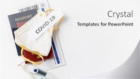  Presentation with medical concept - PPT theme featuring coronavirus-and-travel-concept-passports background and a white colored foreground