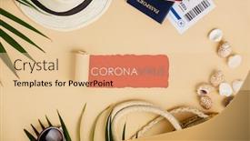  Presentation with coronavirus - Amazing PPT theme having coronavirus-and-travel-concept-passports backdrop and a lemonade colored foreground