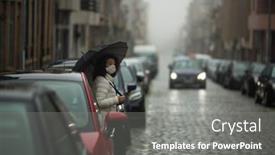  Presentation with coronavirus - Amazing presentation theme having coronavirus-asian-woman-in-antiviral backdrop and a gray colored foreground