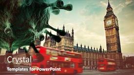  Presentation with coronavirus - Cool new theme with coronavirus-attacking-london-the-uk backdrop and a tawny brown colored foreground