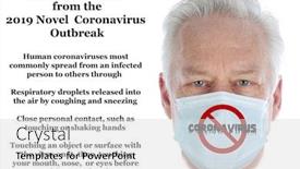  Presentation with coronavirus - PPT layouts having coronavirus-caucasian-mans-head-wearing background and a light gray colored foreground