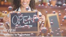  Presentation with cells - Amazing presentation theme having coronavirus-cells-floating-over-mixed backdrop and a coral colored foreground