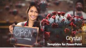  Presentation with cells - Cool new PPT layouts with coronavirus-cells-floating-over backdrop and a tawny brown colored foreground