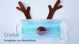  Presentation with antlers - Audience pleasing PPT theme consisting of coronavirus-christmas-festive-christmas-reindeer backdrop and a light blue colored foreground