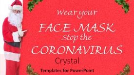  Presentation with safe - Cool new slides with coronavirus-christmas-santa-claus-holds backdrop and a red colored foreground