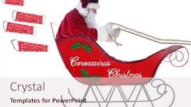  Presentation with santa sleigh - PPT theme consisting of coronavirus-christmas-santa-claus-rides background and a lemonade colored foreground