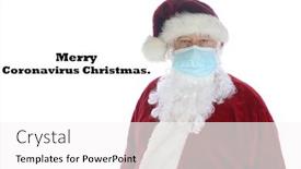  Presentation with medical face mask - Beautiful presentation theme featuring coronavirus-christmas-santa-claus-wears backdrop and a white colored foreground