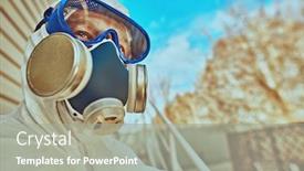  Presentation with respiratory - PPT theme enhanced with coronavirus-concept-portrait background and a gray colored foreground