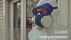  Presentation with coronavirus - Slide deck having coronavirus-concept-portrait background and a gray colored foreground