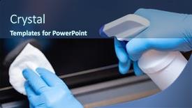  Presentation with office cleaning - Beautiful presentation featuring coronavirus-covid-19-sanitize-cleaning backdrop and a ocean colored foreground