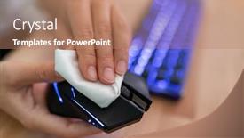  Presentation with office cleaning - Beautiful slide deck featuring coronavirus-covid-19-sanitize-disinfecting backdrop and a coral colored foreground