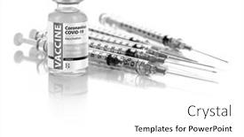  Presentation with covid vaccine - Presentation enhanced with coronavirus-covid-19-vaccine-vial background and a white colored foreground