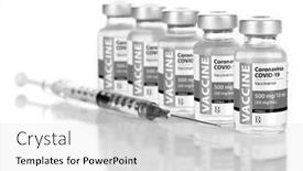  Presentation with vials - PPT theme featuring coronavirus-covid-19-vaccine-vials background and a light gray colored foreground
