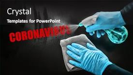  Presentation with covid coronavirus - Amazing presentation theme having coronavirus-disinfecting-surfaces-cleaning-home backdrop and a dark gray colored foreground