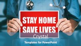  Presentation with viral - Cool new theme with coronavirus-doctor-holding-stay-home backdrop and a teal colored foreground