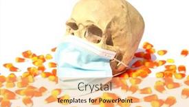  Presentation with halloween candy - Presentation theme with coronavirus-halloween-a-human-skull background and a yellow colored foreground