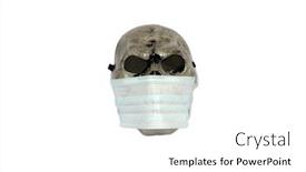  Presentation with wearing a surgical face mask - Audience pleasing slide deck consisting of coronavirus-halloween-mask-a-skull backdrop and a white colored foreground