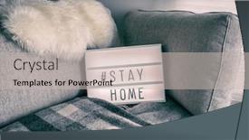  Presentation with text message - Audience pleasing PPT theme consisting of coronavirus-home-lightbox-sign backdrop and a soft green colored foreground