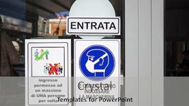  Presentation with maximum - Amazing slide set having coronavirus-in-italy-quarantine-messages backdrop and a light gray colored foreground