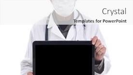  Presentation with lab coat - Beautiful slide set featuring coronavirus-in-large-letters backdrop and a white colored foreground