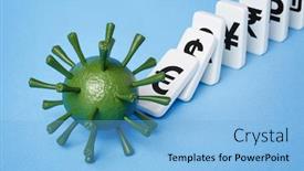  Presentation with financial crisis - PPT theme having coronavirus-kills-the-economy-covid background and a light blue colored foreground