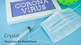  Presentation with medical concept - Cool new slide deck with coronavirus-letters-on-blue-background backdrop and a light blue colored foreground