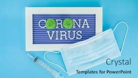  Presentation with medical concept - Presentation design consisting of coronavirus-letters-on-blue-background background and a light blue colored foreground