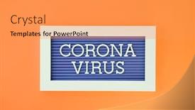  Presentation with health care - Beautiful PPT theme featuring coronavirus-letters-on-orange-background backdrop and a gray colored foreground