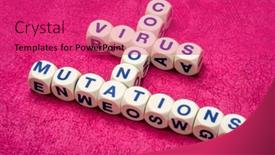  Presentation with covid coronavirus - Audience pleasing PPT theme consisting of coronavirus-mutations-crossword-in-dice backdrop and a red colored foreground