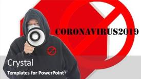  Presentation with 2019 - Cool new slide deck with coronavirus-outbreak-covid-19 backdrop and a dark gray colored foreground