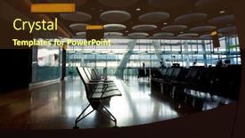  Presentation with airport terminal - Presentation theme consisting of coronavirus-outbreak-empty-airport-terminal background and a tawny brown colored foreground