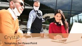  Presentation with medical business - PPT theme consisting of coronavirus-outbreak-group-of-casual background and a coral colored foreground