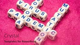  Presentation with covid coronavirus - Slides with coronavirus-pandemic-and-mutations-crossword background and a red colored foreground