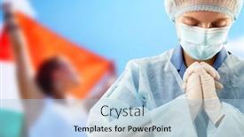  Presentation with mask nurse - Slide deck consisting of coronavirus-pandemic-concept-female-doctor background and a light blue colored foreground