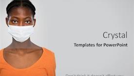  Presentation with african woman - Amazing slide deck having coronavirus-pandemic-serious-african-woman backdrop and a light gray colored foreground