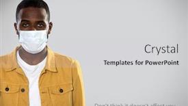  Presentation with coronavirus - Beautiful PPT layouts featuring coronavirus-pandemic-serious-africanamerican-man backdrop and a light gray colored foreground