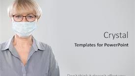  Presentation with coronavirus - Presentation theme consisting of coronavirus-pandemic-serious-caucasian-mature background and a light gray colored foreground