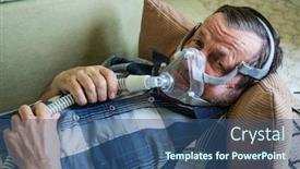  Presentation with elderly home - Presentation design with coronavirus-patient-elderly-man background and a ocean colored foreground