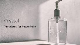 Presentation with hand sanitizer - PPT theme having coronavirus-prevention-hand-sanitizer-gel background and a light gray colored foreground
