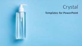  Presentation with disinfectant - Audience pleasing presentation theme consisting of coronavirus-prevention-hand-sanitizer-gel backdrop and a light blue colored foreground