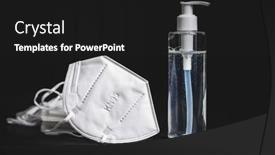  Presentation with kn95 - PPT theme enhanced with coronavirus-prevention-hand-sanitizer background and a dark gray colored foreground